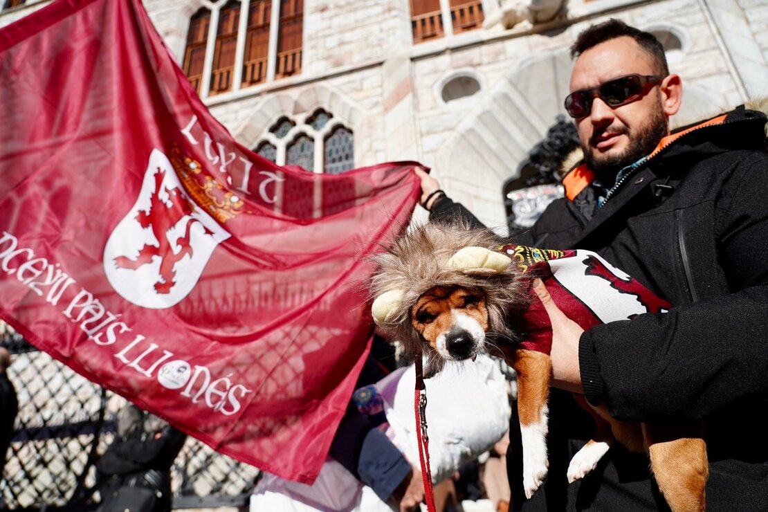 Conceyu País Llionés y una veintena de asociaciones de Xuntanza Llionesista convocan una concentración para revindicar la autonomía de la Región Leonesa. Fotos: Campillo