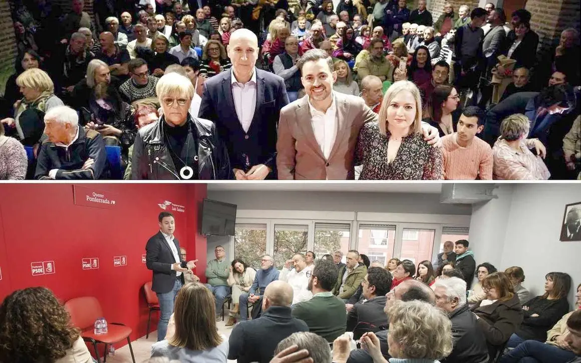 Diego Moreno, muy arropado en la capital, defiende un PSOE que dé "oportunidades" a León y cree que la provincia "merece el autogobierno"; Cendón, en Ponferrada, asegura: "Estaremos preparados para liderar el futuro de León y del Bierzo". Fotos: Campillo y César Sánchez