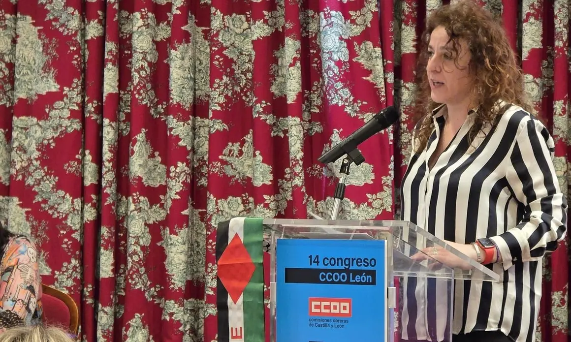 Elena Blasco, secretaria general de CCOO de León, en el congreso del sindicato a nivel regional.