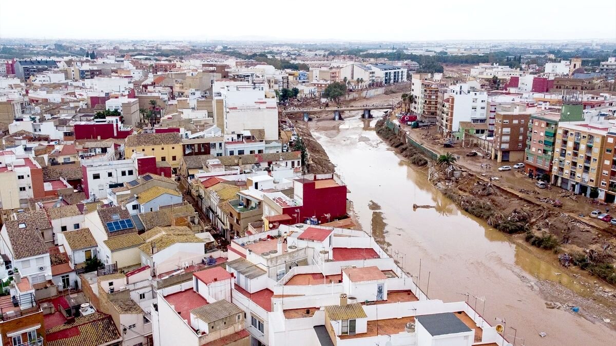 Imagen aérea de Paiporta tras el paso de la DANA.