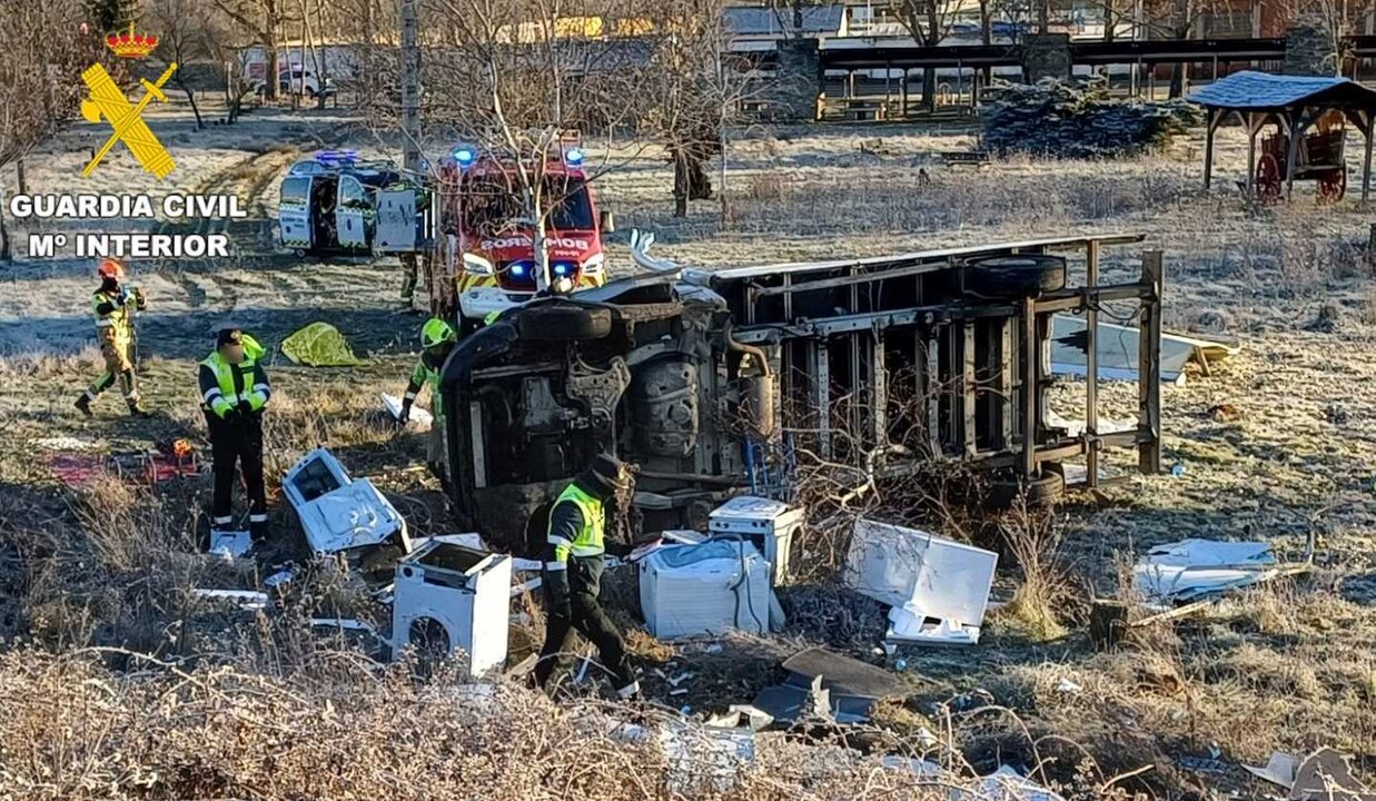 Imagen del accidente mortal en la localidad de Toreno.