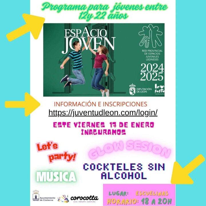 Cartel promocional de Espacio Joven Cistierna.