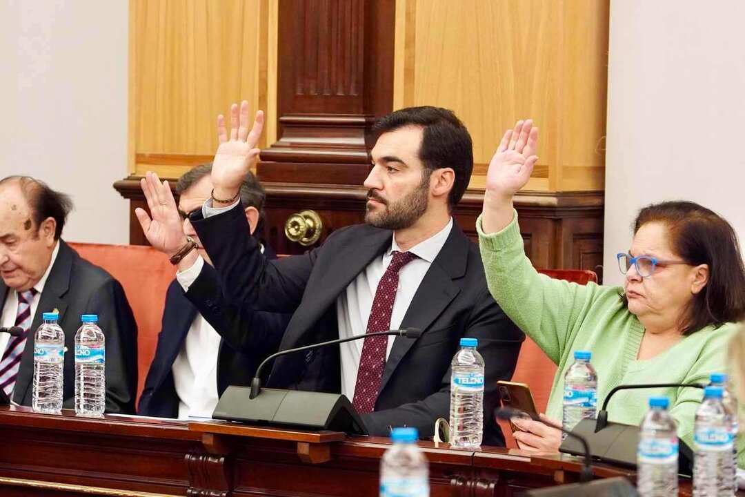 El portavoz municipal del PP en el Ayuntamiento de León, David Fernández, durante un pleno. Foto: Campillo