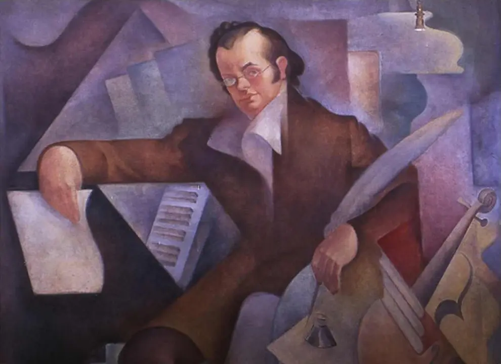 Imagen del mural 'The Life of Franz Schubert' de George Melville Smith, que pintó en 1938 para la Schubert Elementary School de Chicago, Illinois, Estados Unidos, en el año 1938.