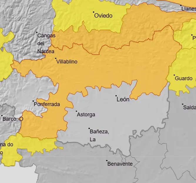 Alerta naranja en la provincia de León por intensas nevadas en las próximas horas.