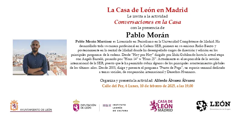 Nuevo evento en la Casa de León en Madrid con la actividad 'Conversaciones en la Casa', con la presencia de Pedro Morán.