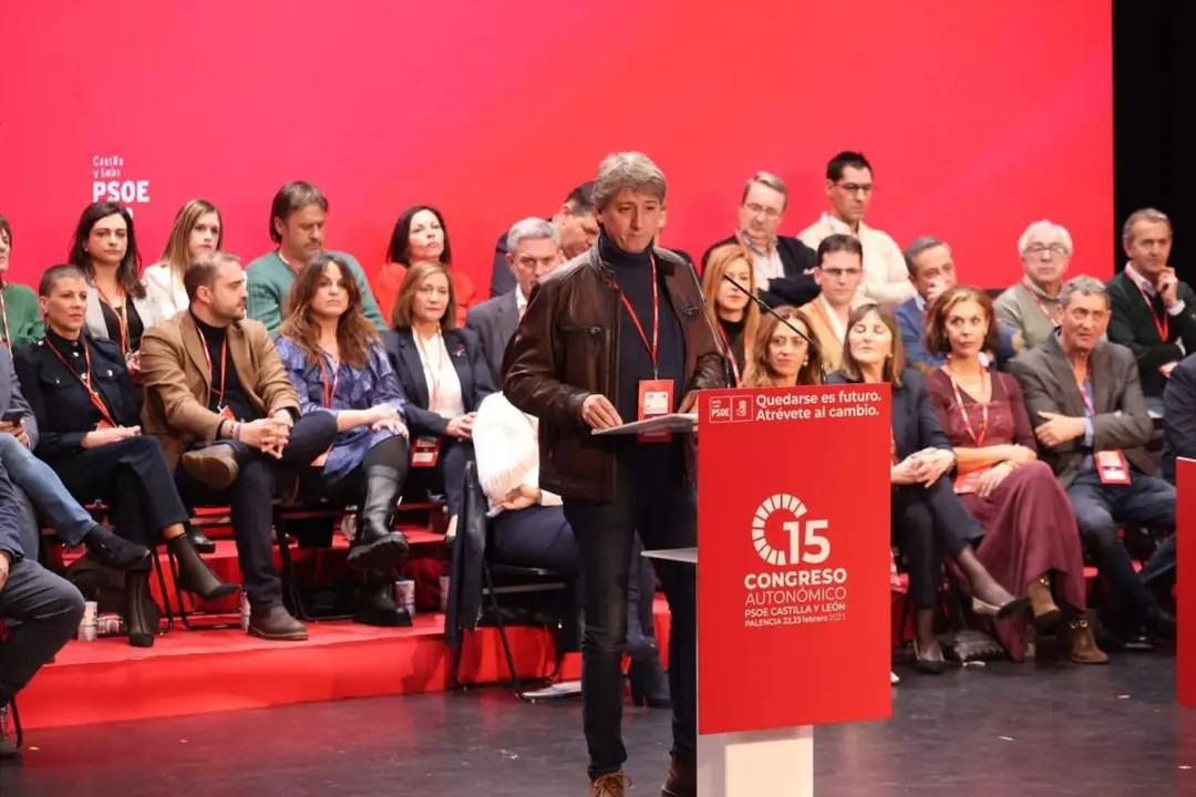 El secretario general electo del PSOECyL, Carlos Martínez, en el XV Congreso Autonómico del PSOECyL.