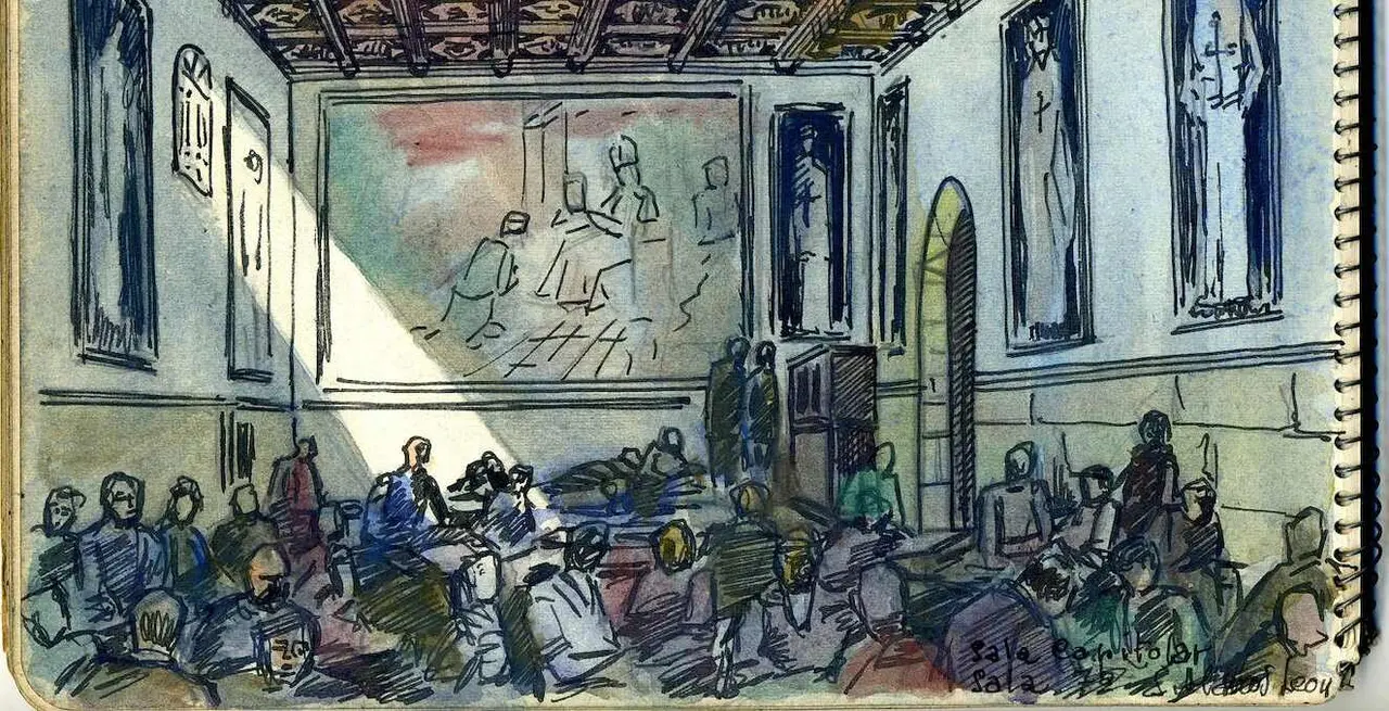 Dibujo del pintor Cástor González, preso en San Marcos.