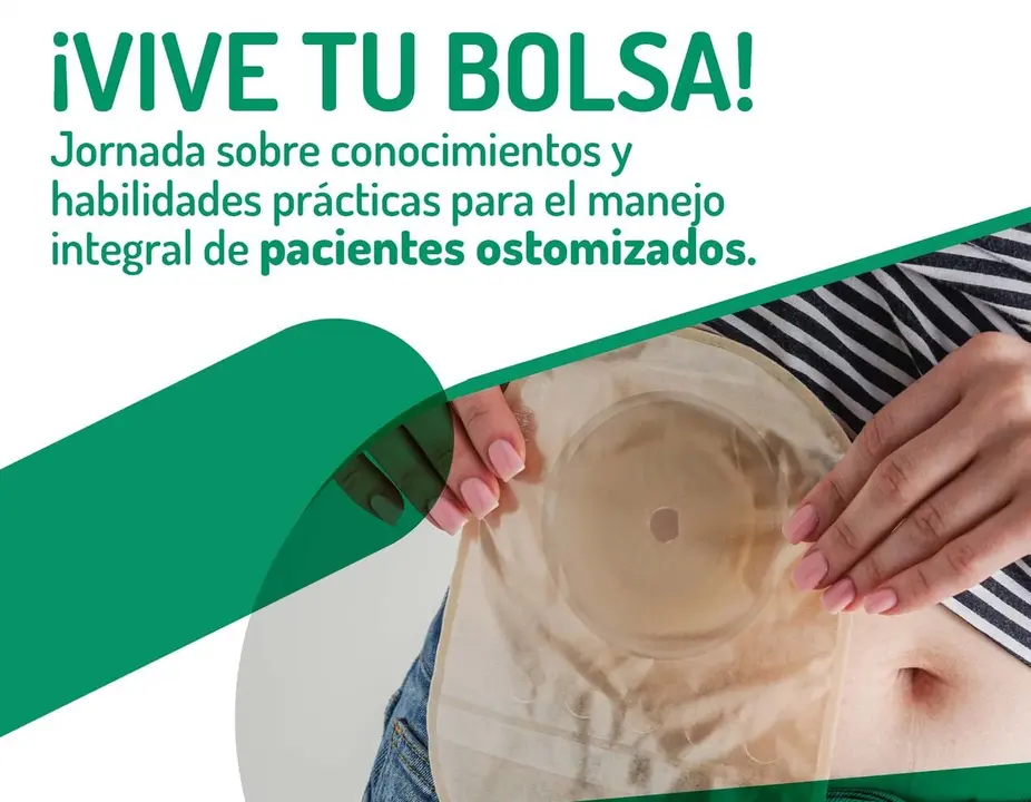 Cartel de la jornada sobre conocimiento y habilidades prácticas para el manejo integral de pacientes ostomizados.