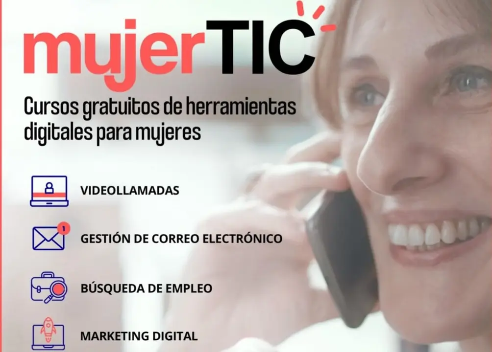 Cartel del taller dentro del programa Mujer TIC .