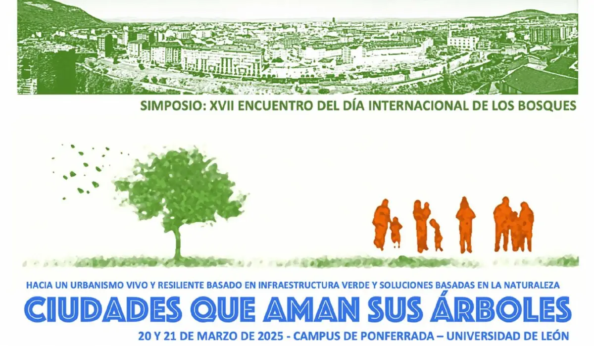 Cartel del Día Internacional de los Bosques en el Campus del Bierzo de la Universidad de León.