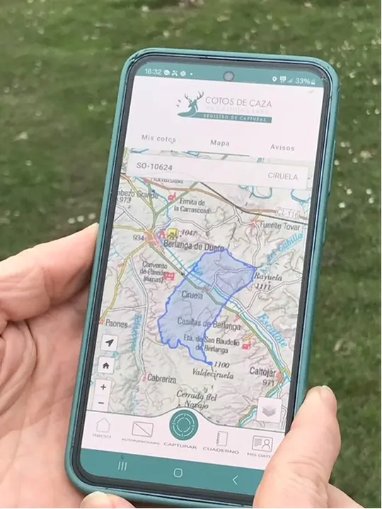 Imagen de la aplicación en el móvil, un sistema que facilita la tramitación para el cazador.