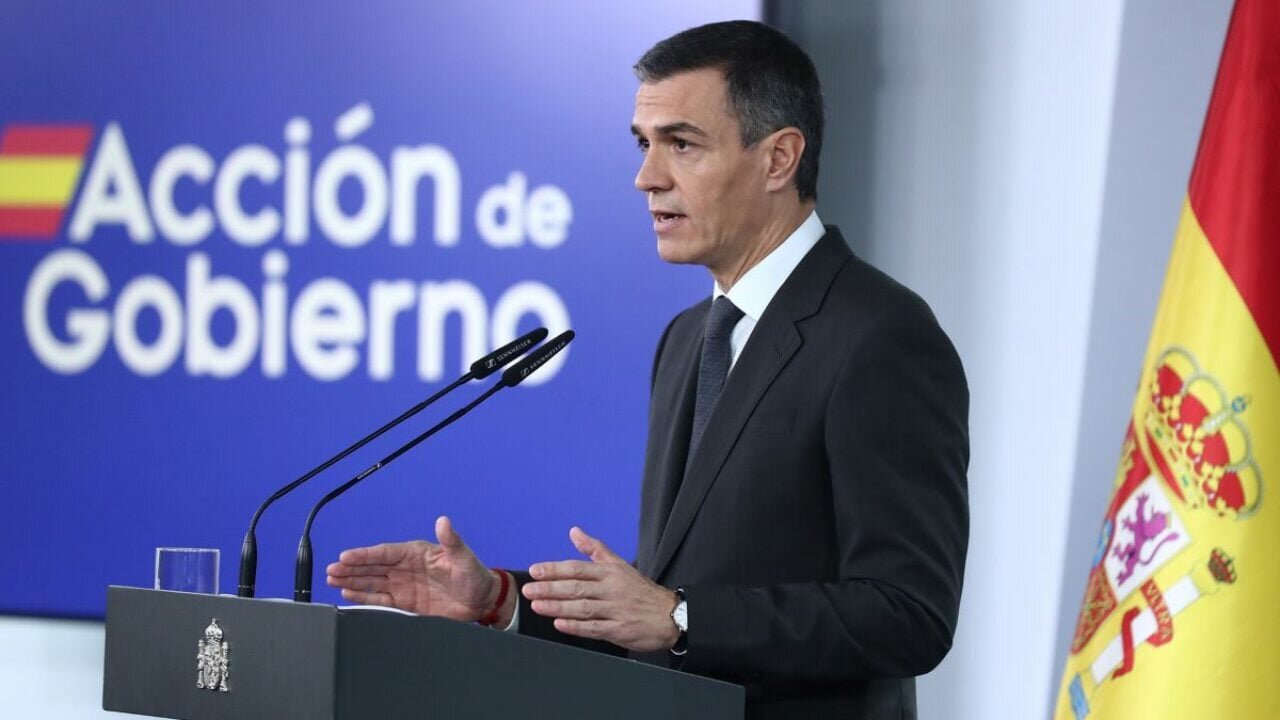 Pedro Sánchez, durante su comparecencia.