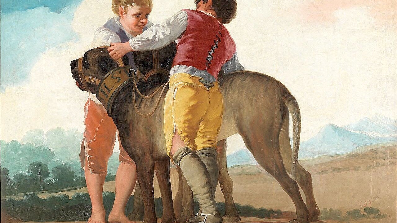 Niños con mastines, en una pintura realizada por Goya.