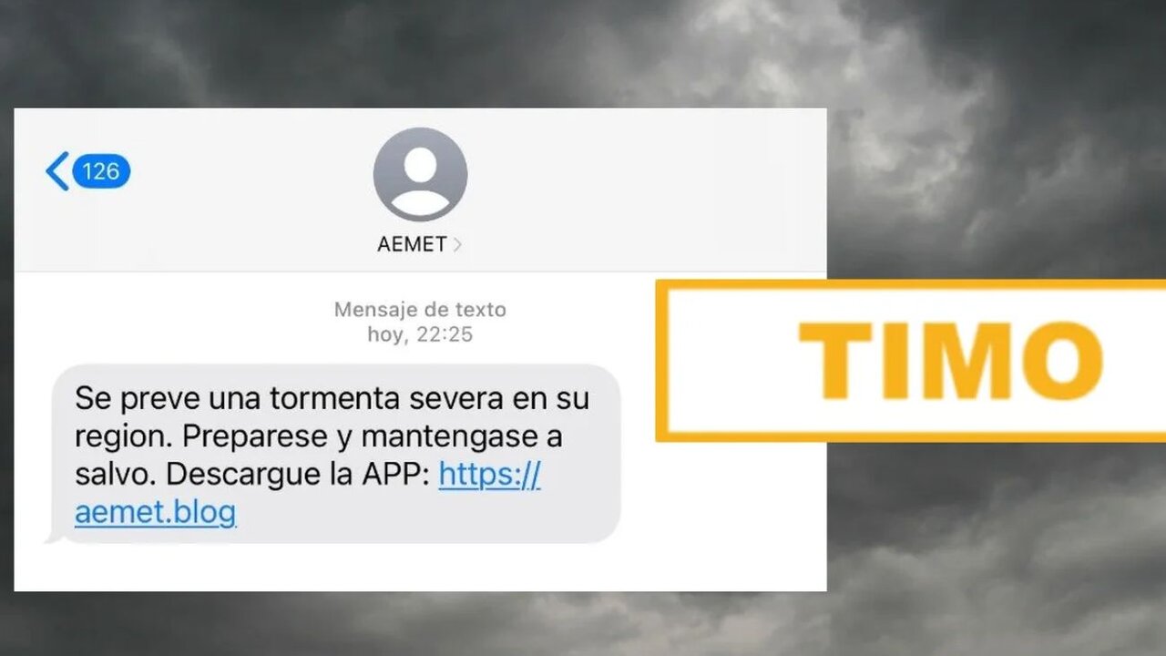 Imagen del mensaje que suplanta la identidad de Aemet para infectar dispositivos móviles.