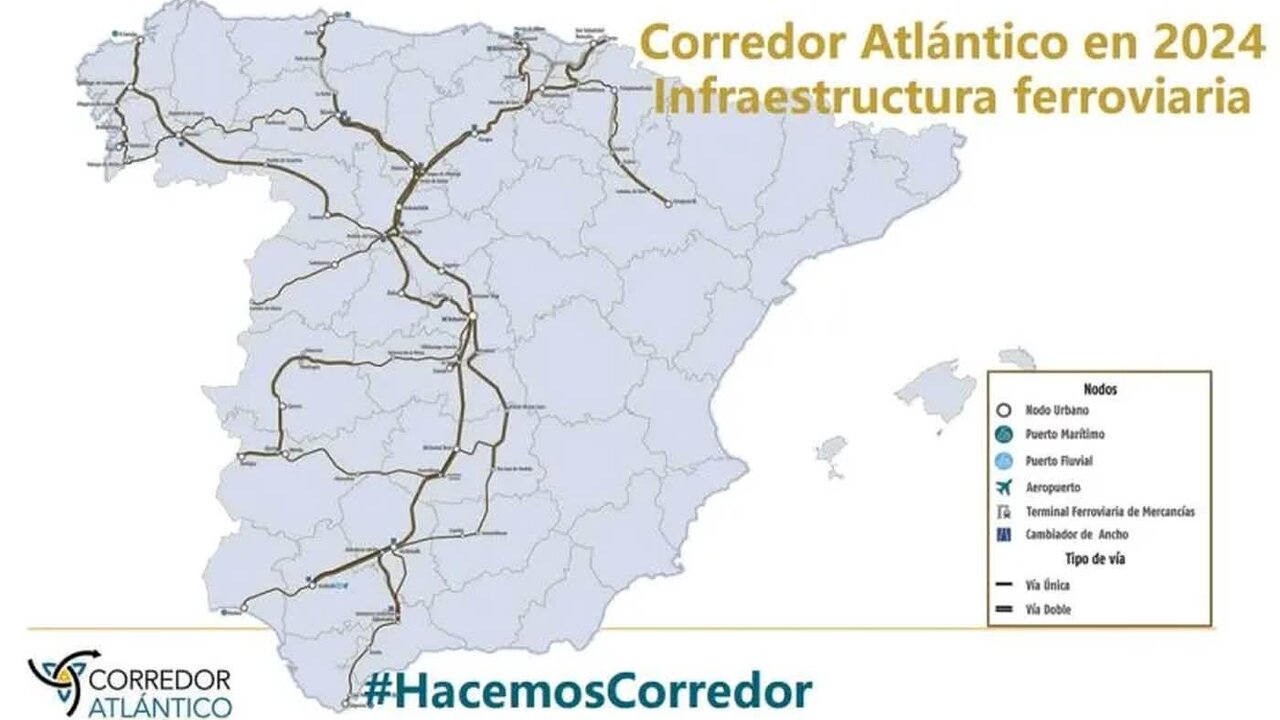 Corredor Atlántico ferroviario con infraestructuras ya consolidadas y en desarrollo.