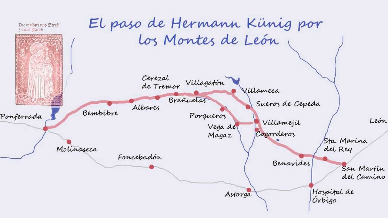 Mapa del trayecto de Kunig en la provincia de León.