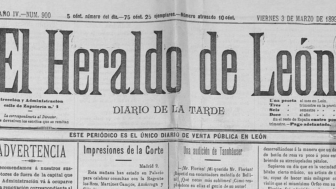 Portada del Heraldo de León, fundado en 1896 y editado hasta 1918.