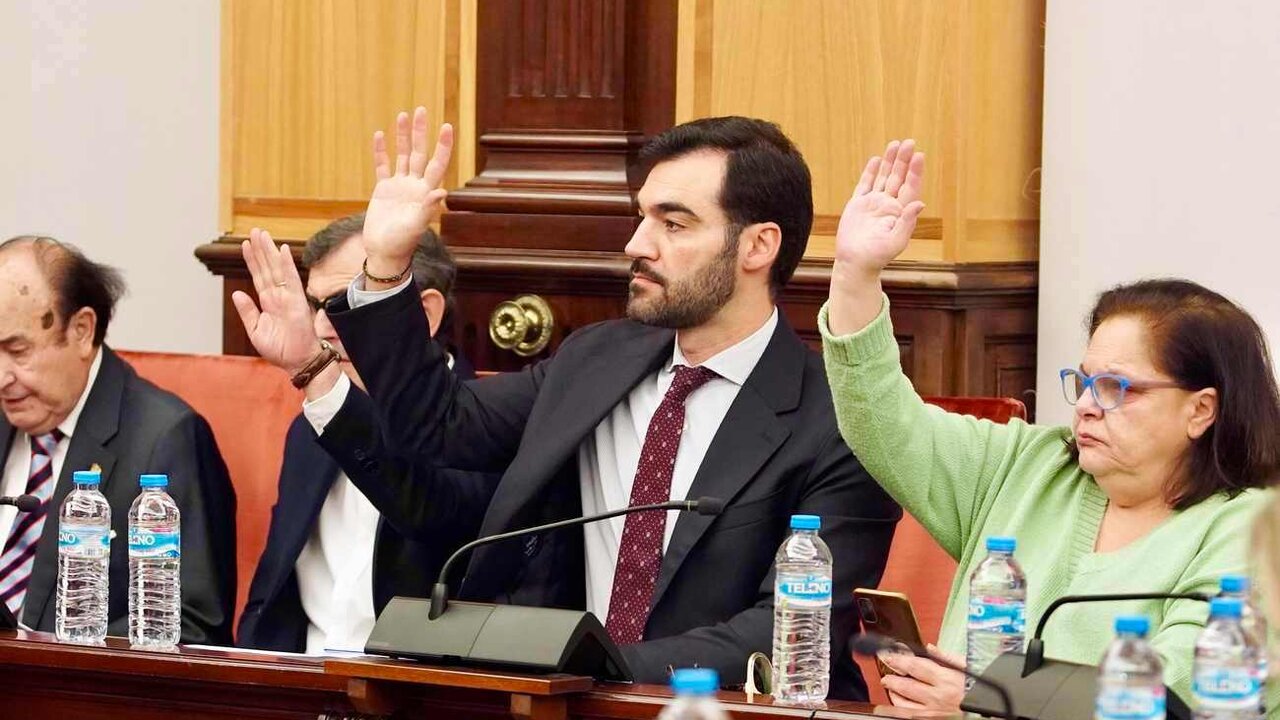 El portavoz municipal del PP en el Ayuntamiento de León, David Fernández, durante un pleno. Foto: Campillo