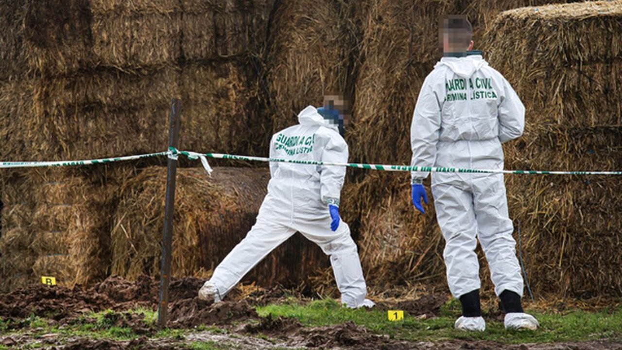 Policía científica en el lugar de los hechos, en una finca cercana a Ciudad Rodrigo (Salamanca).