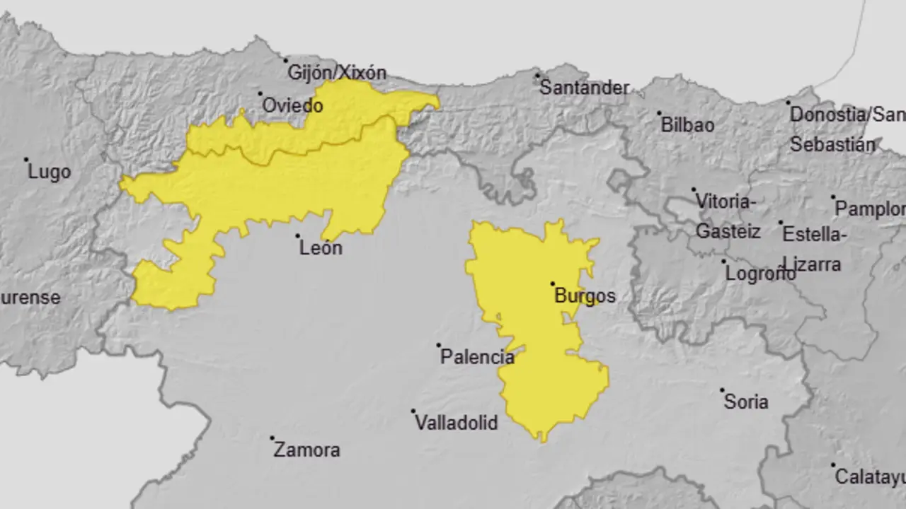 Alerta amarilla por nevadas en la Cordillera Cantábrica en León. Foto: AEMET.