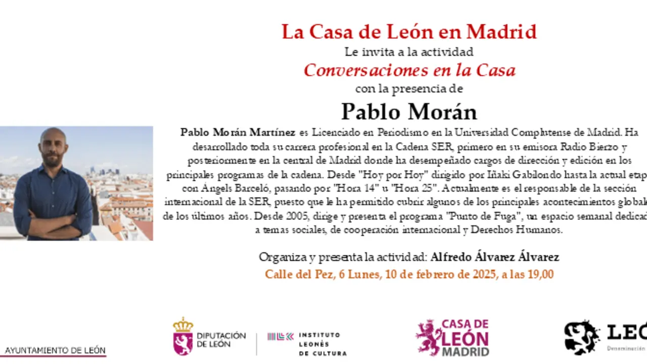 Nuevo evento en la Casa de León en Madrid con la actividad 'Conversaciones en la Casa', con la presencia de Pedro Morán.