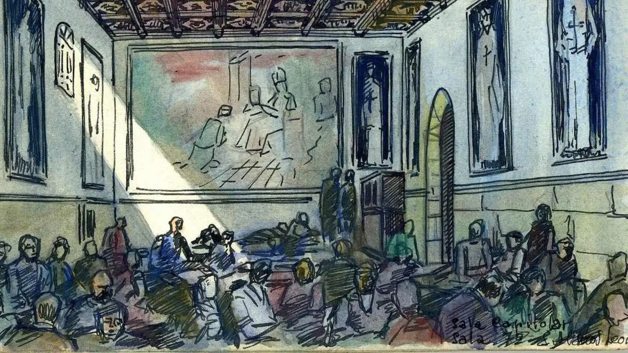 Dibujo del pintor Cástor González, preso en San Marcos.