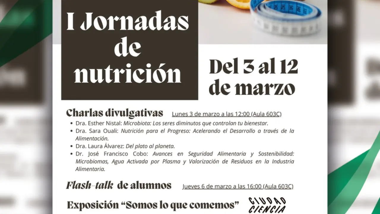 Cartel I Jornadas de nutrición en el Campus del Bierzo de la ULE.