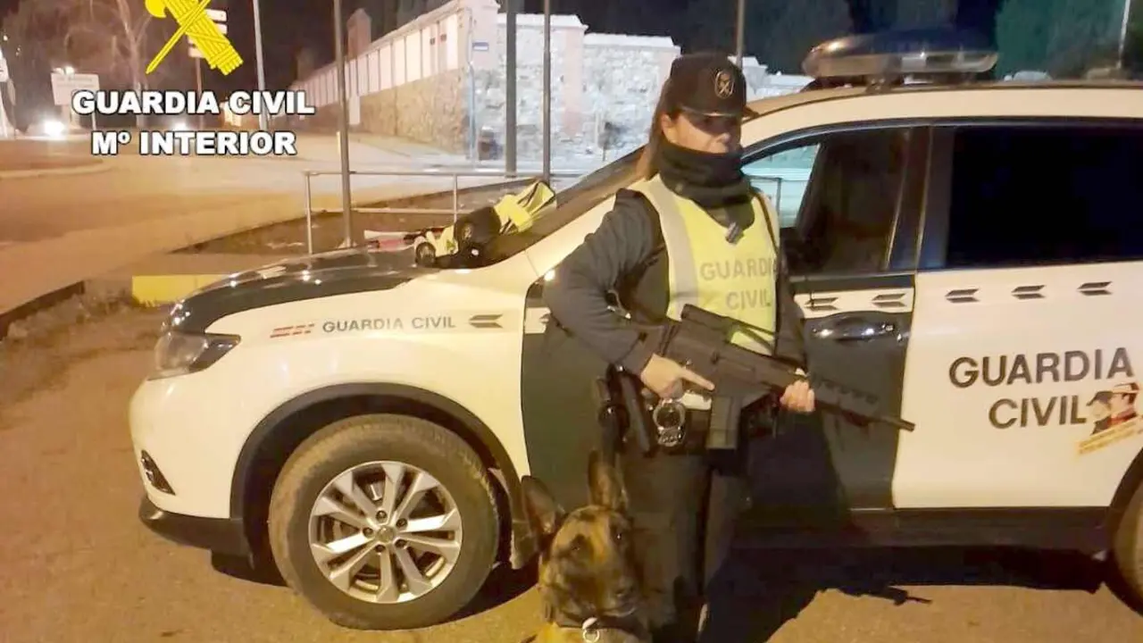 Efectivos de la Guardia Civil, durante un control, dentro del dispositivo activado en La Bañeza.