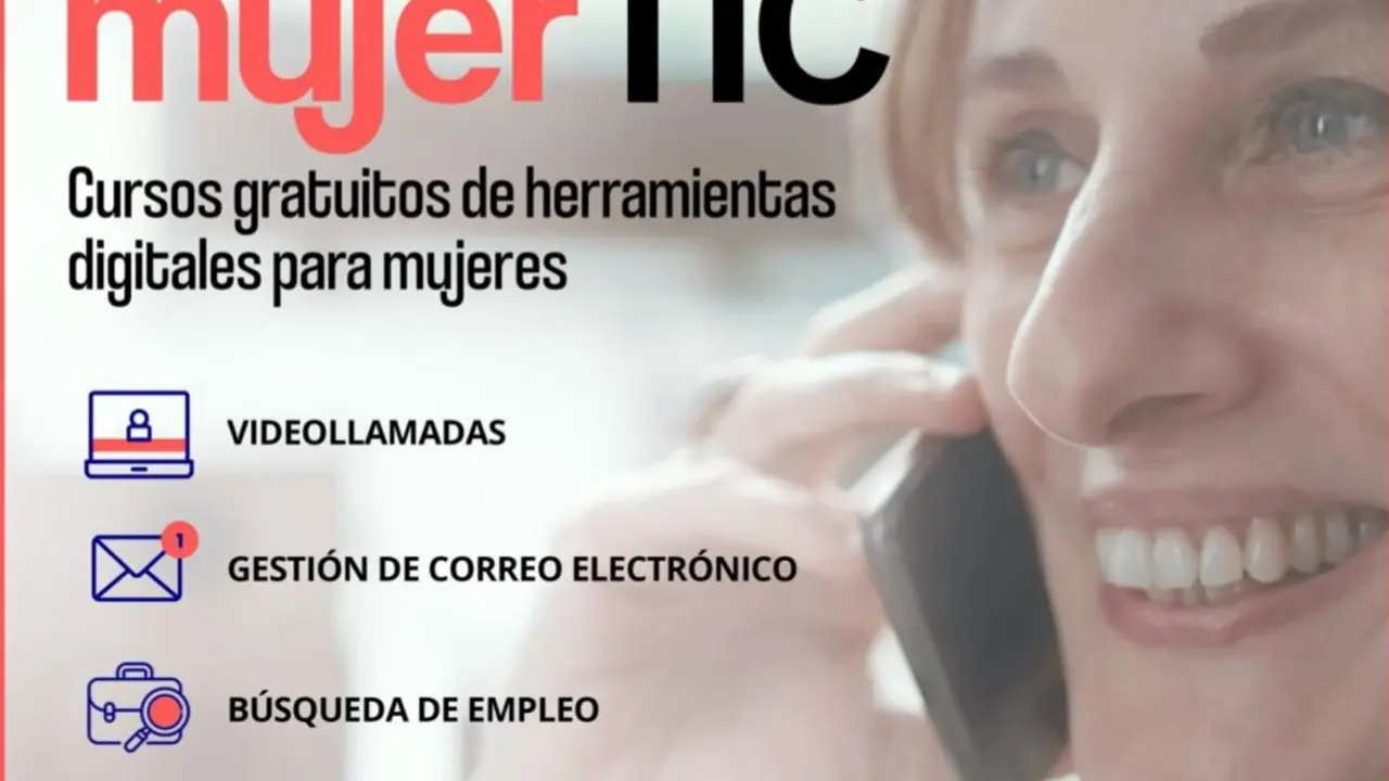 Cartel del taller dentro del programa Mujer TIC .