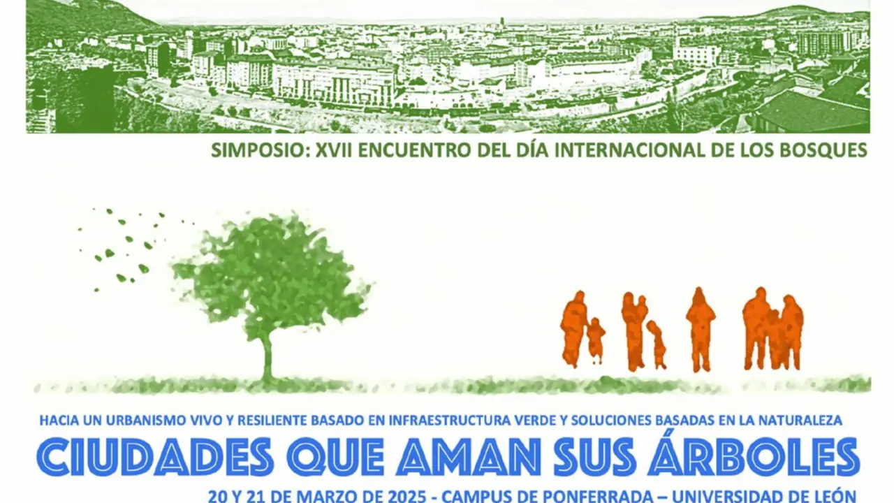 Cartel del Día Internacional de los Bosques en el Campus del Bierzo de la Universidad de León.