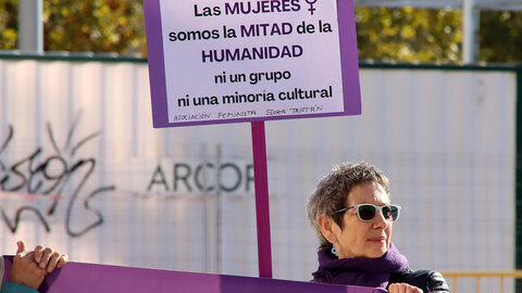 M?s de un centenar de personas acuden a la manifestaci?n en Le?n convocada por la agrupaci?n estatal de mujeres y colectivos feministas La Fuerza de las Mujeres