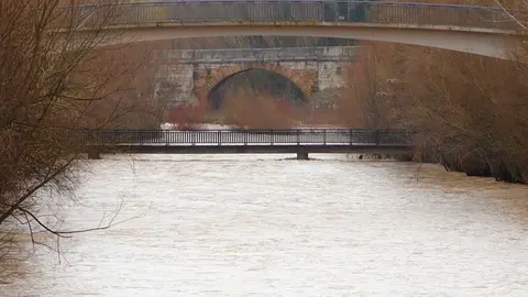 Crecida del río Bernesga a su paso por la capital leonesa. Foto: Campillo.