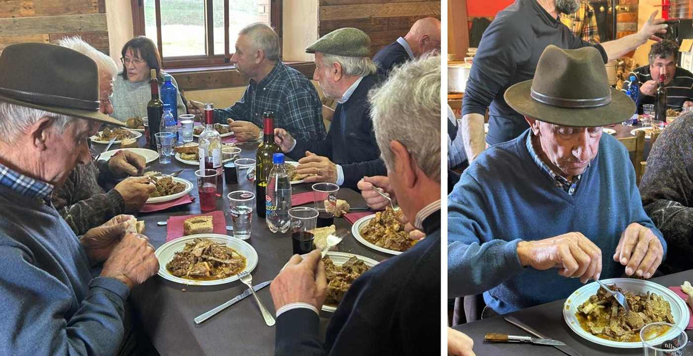 Un instante de la tradicional comida. A la derecha, Rubén, protagonista de la jornada.