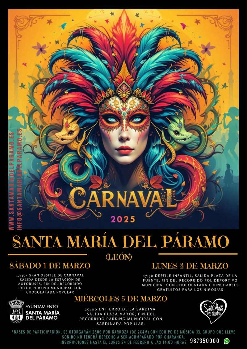 Cartel de Carnaval en la localidad de Santa María del Páramo.