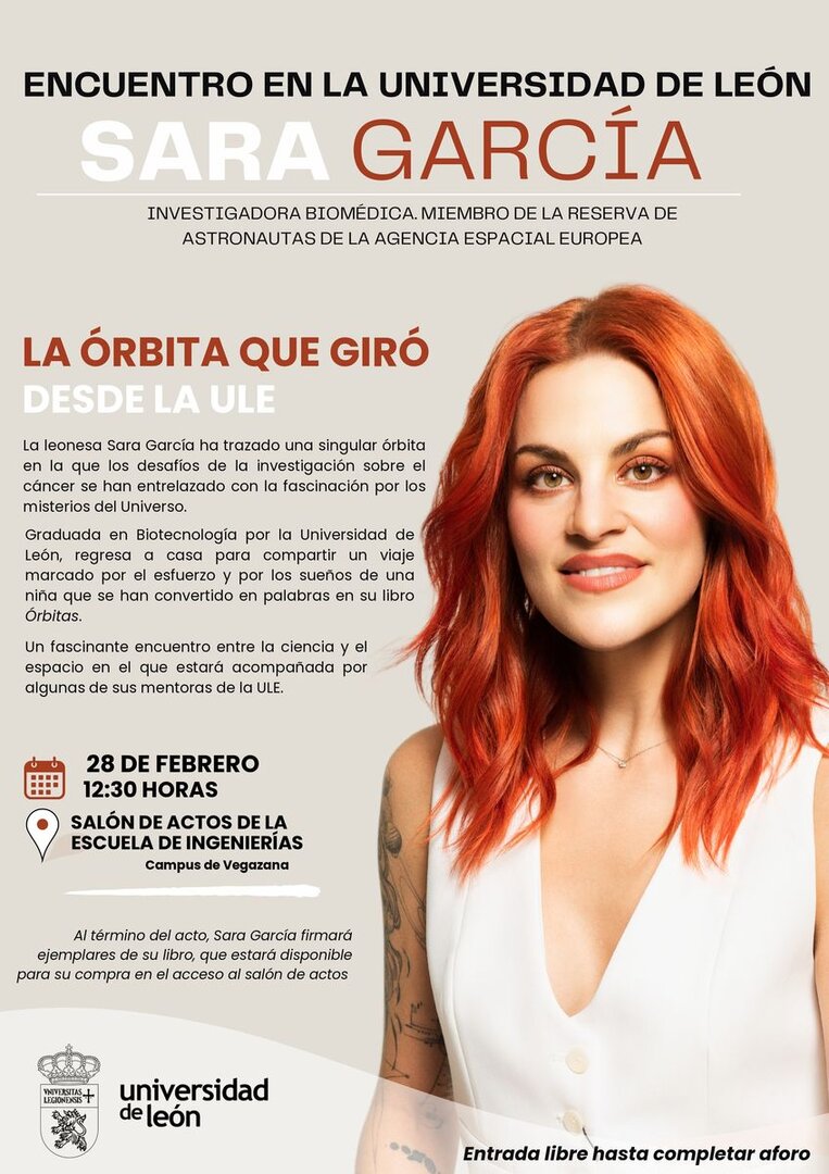 Cartel del Encuentro en la Universidad de León con Sara García.