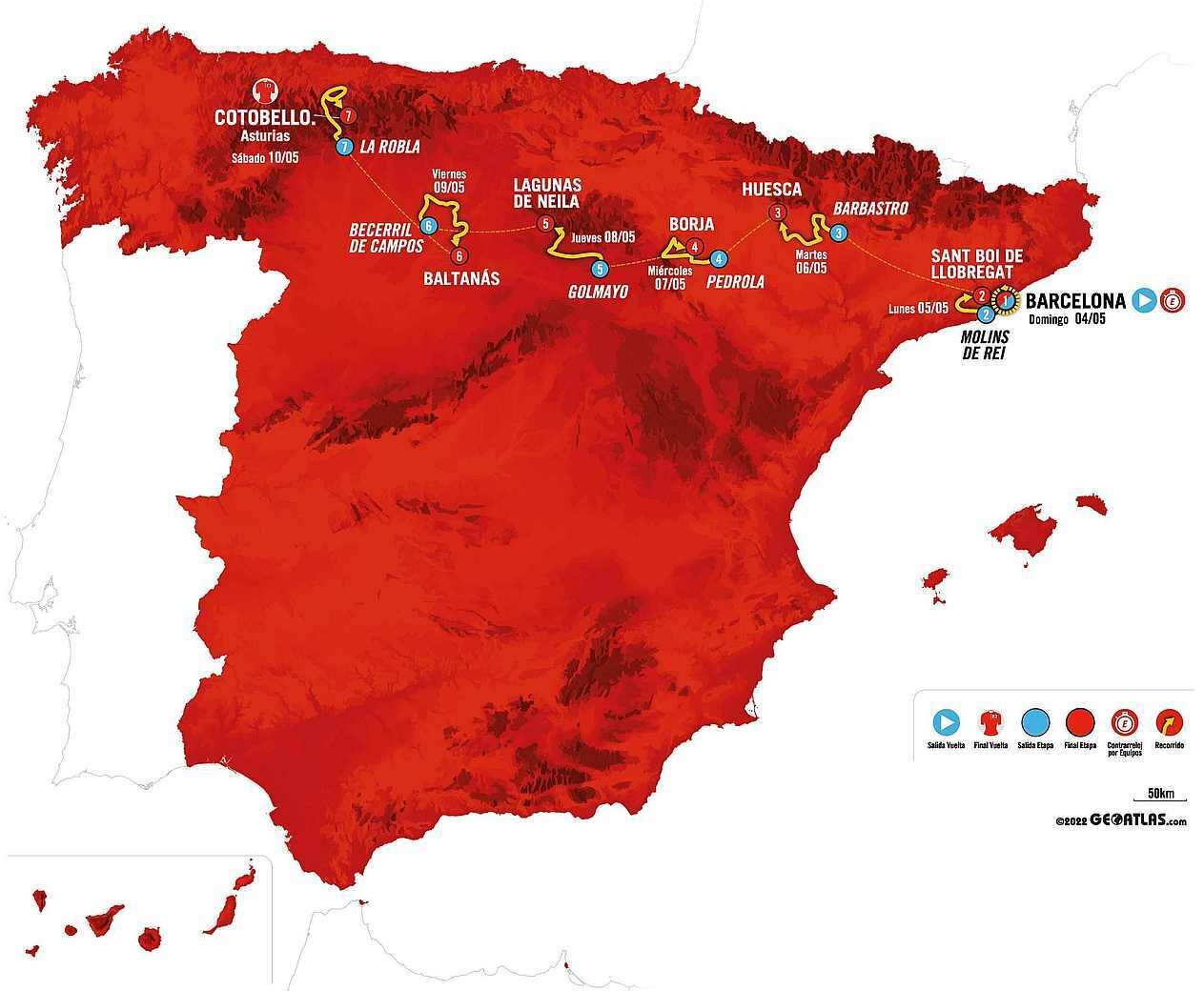 Imagen del recorrido de la Vuelta a España femenina.